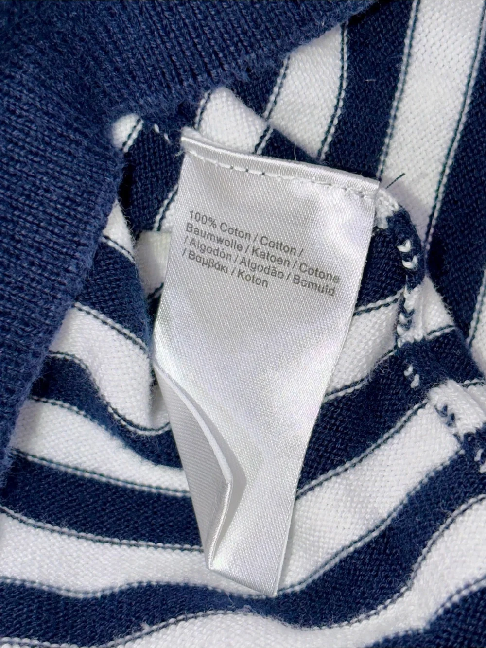 Lacoste Navy White Stripe Crewneck Sweater Size 5 Fits Medium